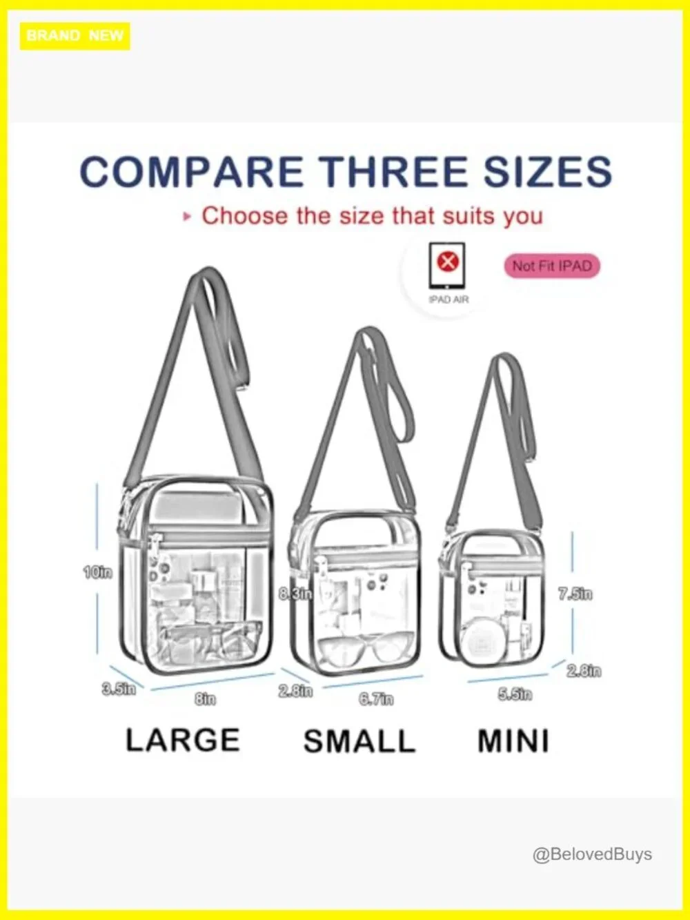 Clear Messenger Crossbody Bag Stadium Approved PVC Travel